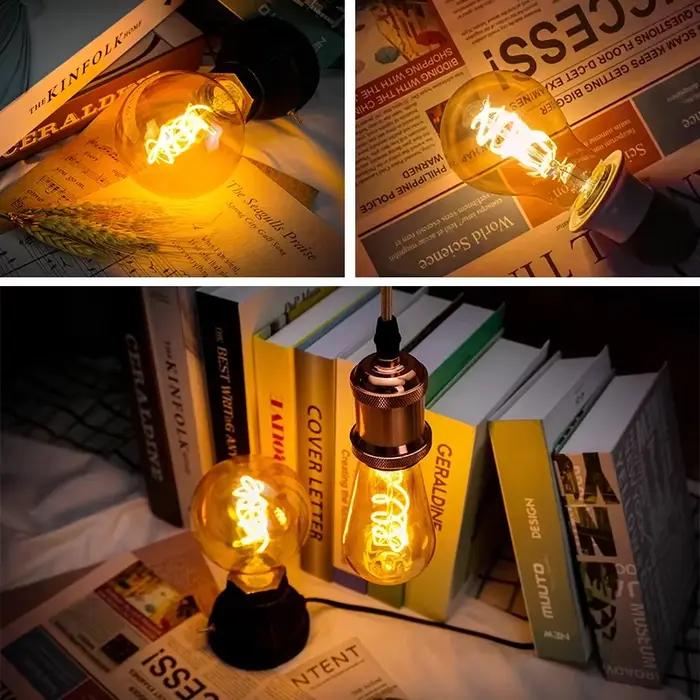 Lampes rétro Vintage 4W 2200K, ampoule à Filament LED en spirale A60 ST64 G95 G125, éclairage décora