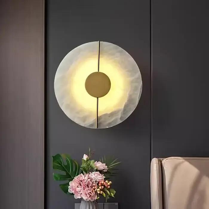 Applique Murale Ronde en Marbre d'Alab84, Luminaire Décoratif d'Nik, Idéal pour un Salon, une Chambr