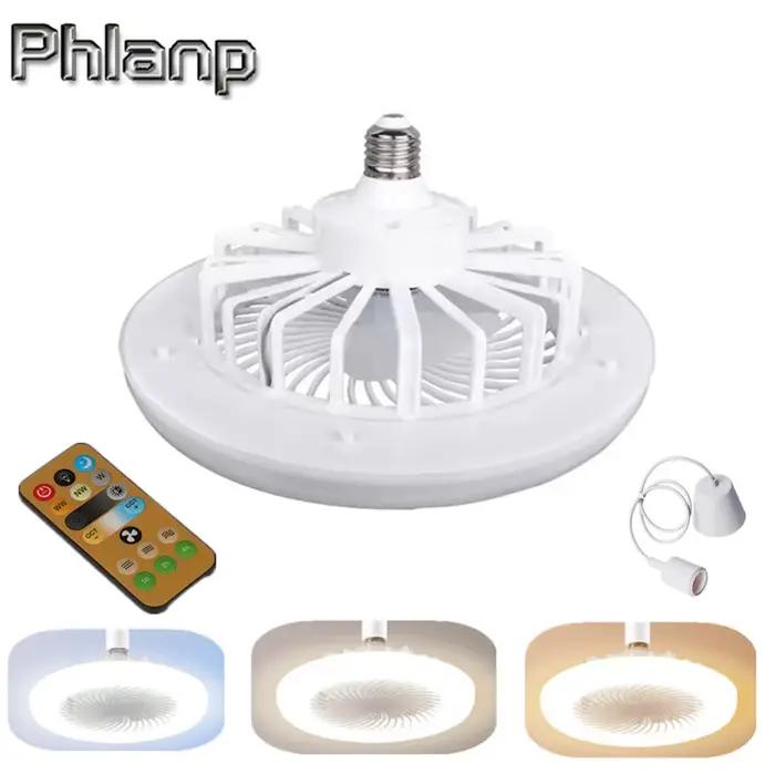 Ventilateur de Plafond avec Lampe d'Éclairage, Base de Convertisseur, avec Télécommande, Silencieux,