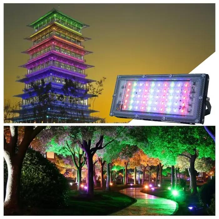 50W 100W RGB projecteur AC220V éclairage extérieur lampe de lumière d'inondation réflecteur étanche