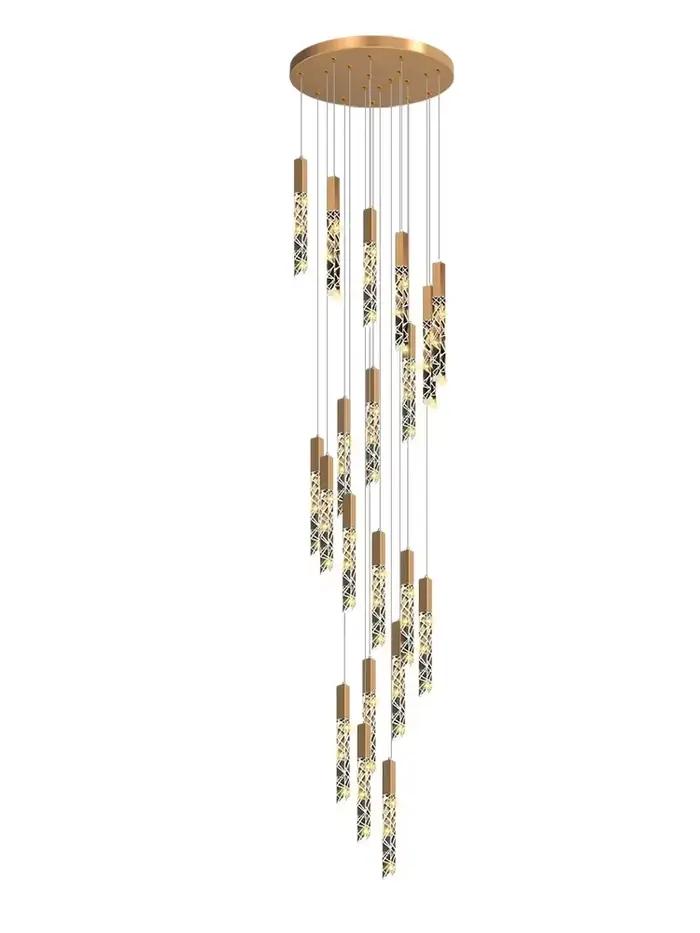 Nouveau lustre d'escalier LED moderne Duplex Loft spirale Long lustre créatif Villa salon chambre su