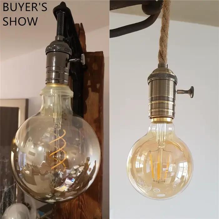 GANRILAND Culot de lampe E27 en cuivre, support de lampe DIY avec interrupteur, douille Edison vinta