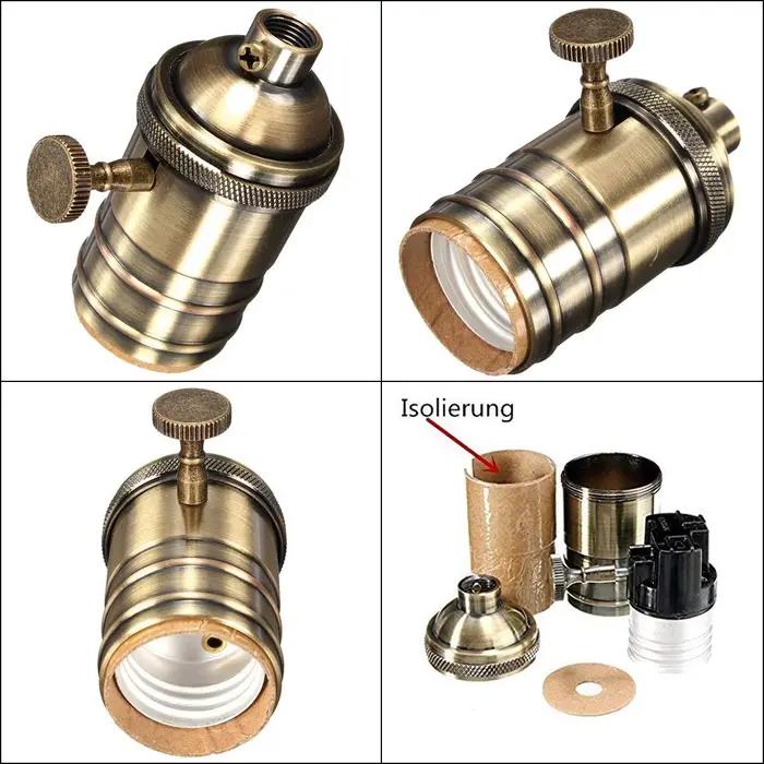 GANRILAND Culot de lampe E27 en cuivre, support de lampe DIY avec interrupteur, douille Edison vinta