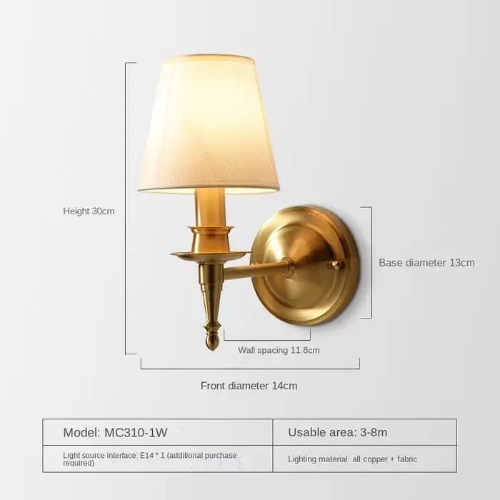 Applique Murale Américaine Entièrement en Cuivre, Lumière Miroir Moderne, Applique Murale LED pour l