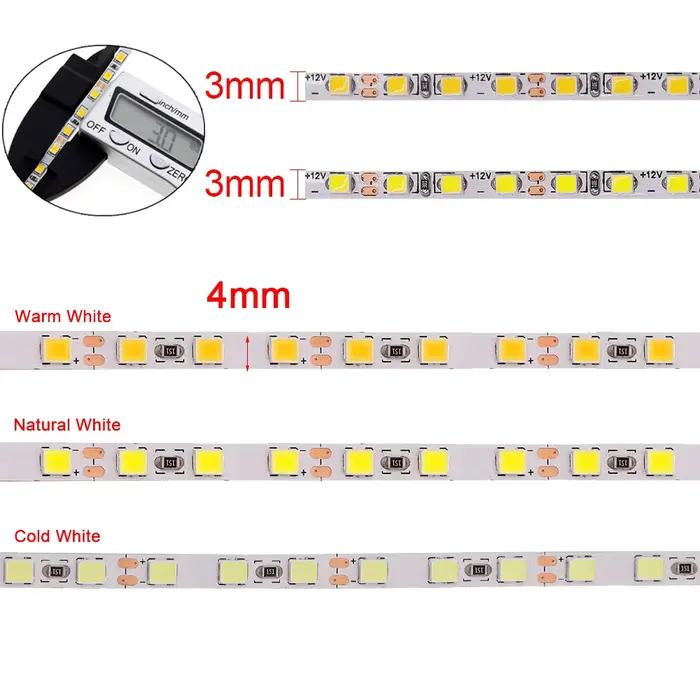 Bande lumineuse LED à largeur étroite de 3mm, 5M DC12V 2025, 168 diodes/m, 4mm, 2835, 120 diodes, co