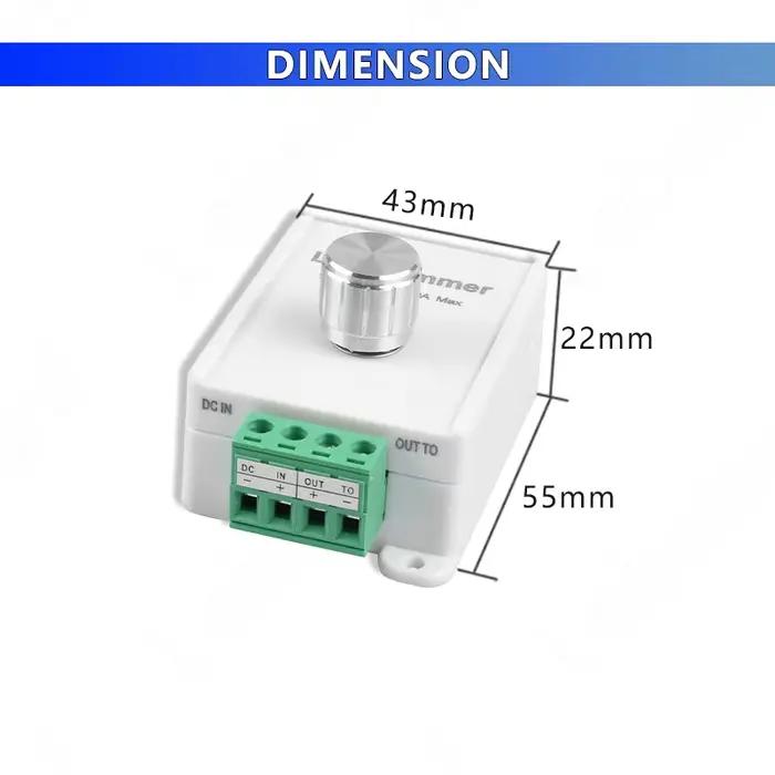 Nouveau Mini bouton LED variateur DC 12V 24V 10A 1 canal contrôleur d'éclairage rotatif en métal pou