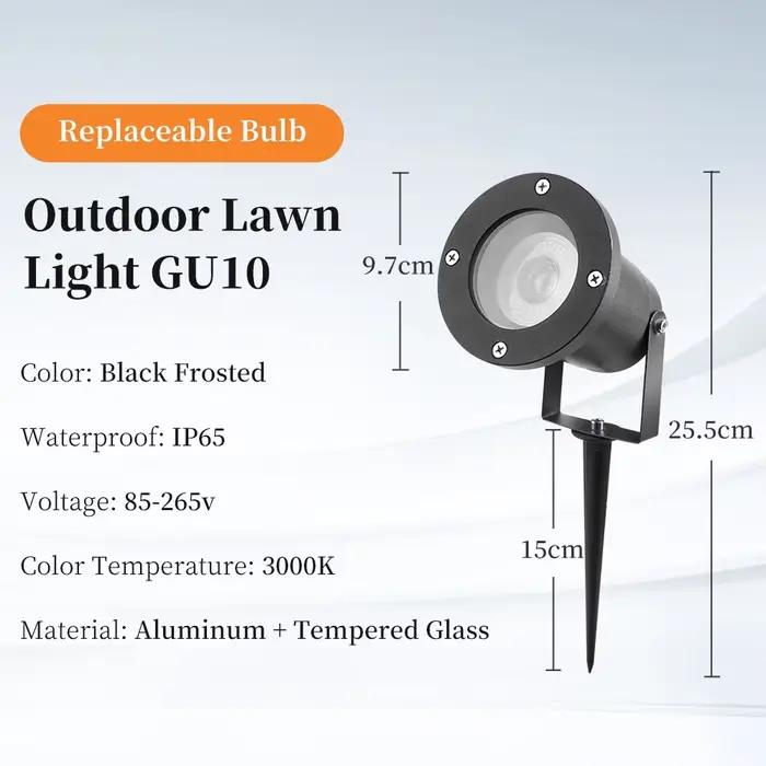 Lampe LED d'extérieur pour pelouse, ampoule remplaçable GU10, lampe à économie d'énergie, projecteur