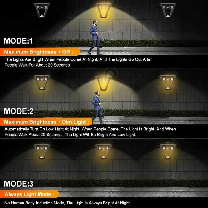 1/4 pièces capteur de mouvement solaire lumière extérieure éclairage étanche double usage lampe de p