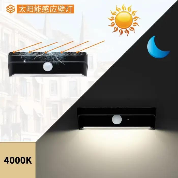 Lampe solaire LED avec détecteur de mouvement, étanche, 62 appliques, extérieur, jardin, escalier, c