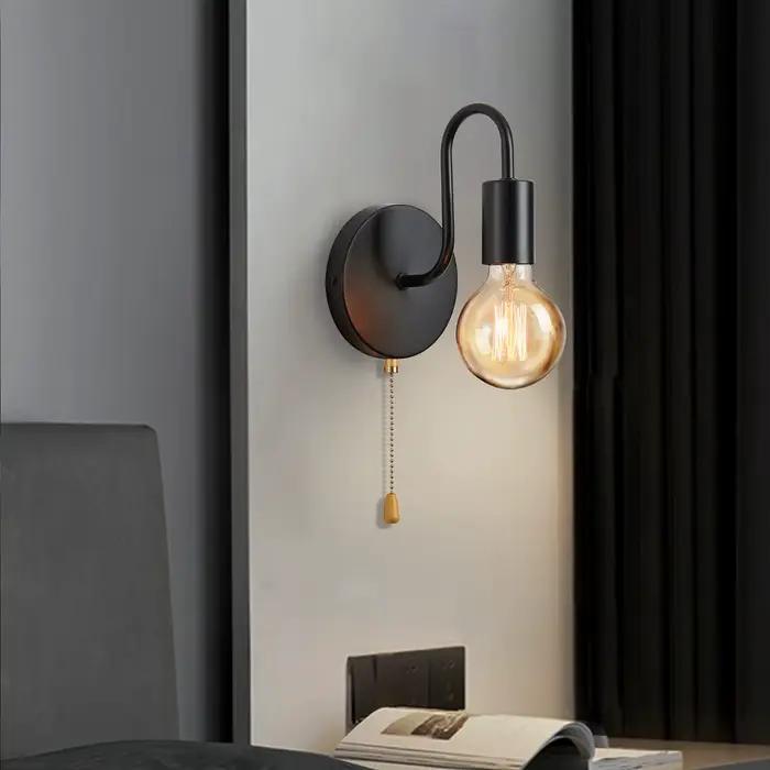 Applique industrielle nordique fer noir E27 éclairage intérieur chevet salle de bain chambre lampe a