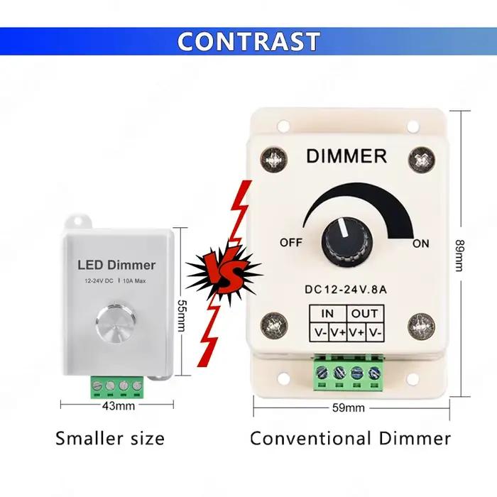 Nouveau Mini bouton LED variateur DC 12V 24V 10A 1 canal contrôleur d'éclairage rotatif en métal pou