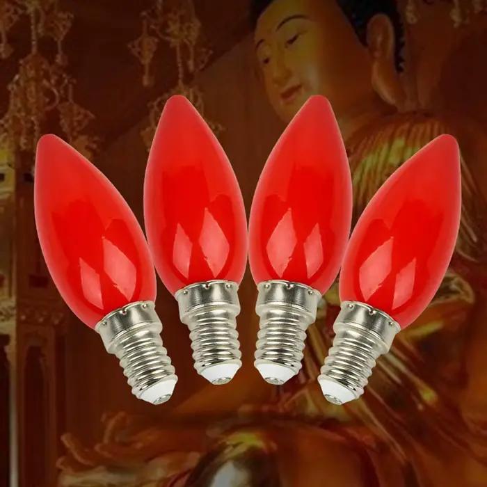 Ampoule d'autel LED E12/E14, bougie rouge, lampe de bouddha, Temple, lampe décorative, perle de boud