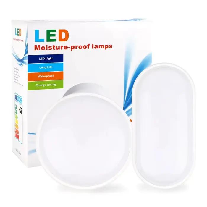 Plafonnier LED rond/ovale résistant à l'humidité, étanche IP65, pour salle de bain, jardin extérieur