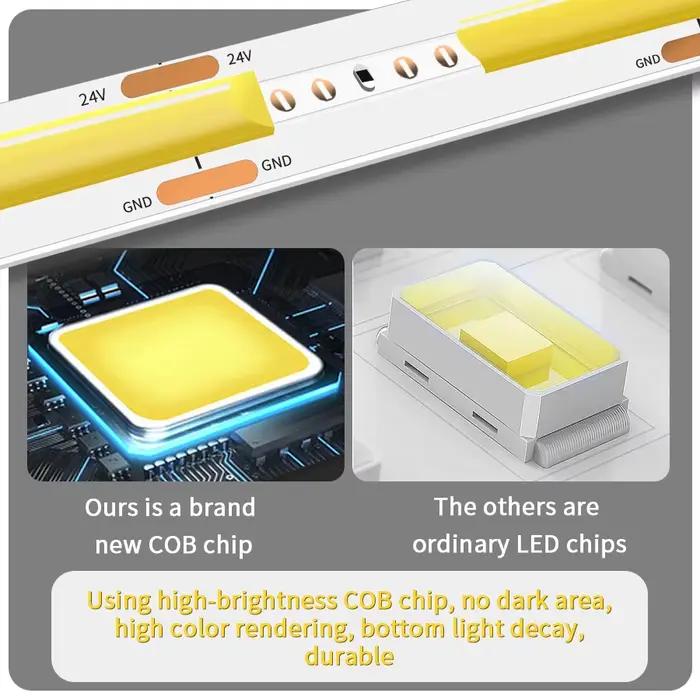 Bande lumineuse LED COB 12V 24V 10M 5M 3M 2M 1M 320LED s/M, bande LED Flexible haute densité 3000K 4