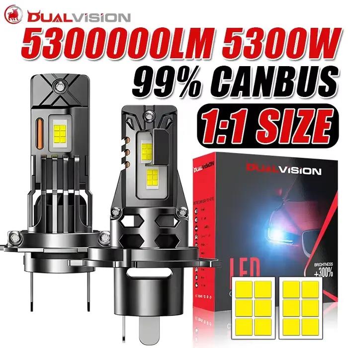 Ampoule de phare LED H7 H4 H1 5300W Ultra Puissante 5300000LM Super Blanc 6500K 12V Canbus H7 Lampe