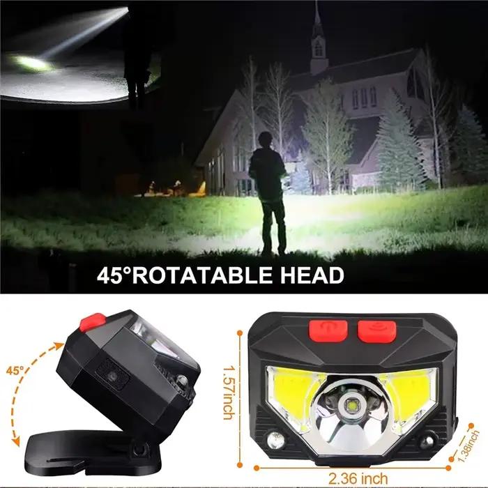 Lot de 2 lampes frontales LED étanches avec capteur de lumière, rechargeables par USB, idéal pour le