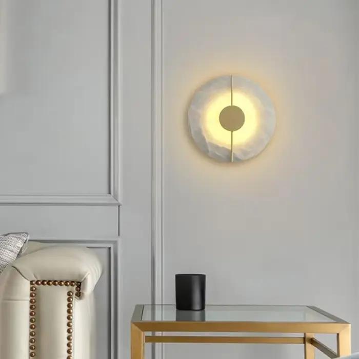 Applique Murale Ronde en Marbre d'Alab84, Luminaire Décoratif d'Nik, Idéal pour un Salon, une Chambr