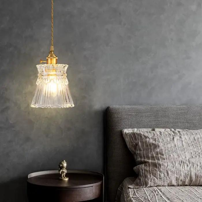 Vintage Noridc ondulations verre suspension lampe chambre salle à manger cuisine rétro pendentif lum