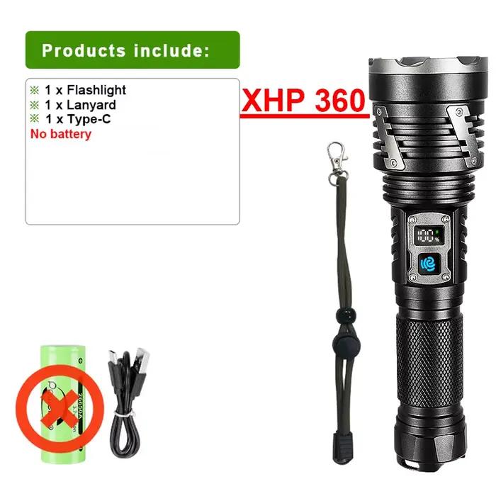 30000000LM lampe de poche Ultra puissante Rechargeable XHP360 lampes de poche LED Super lumineux 250