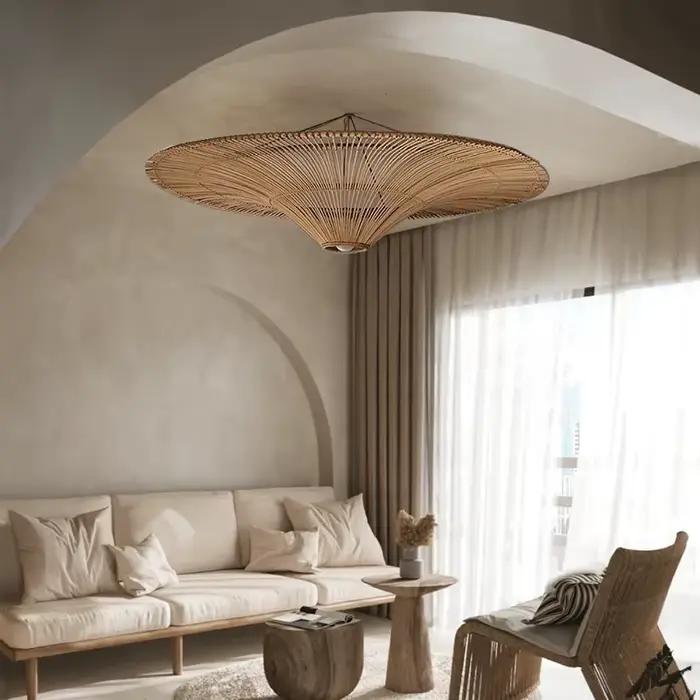 Plafonnier Suspendu en Rotin Fait à la Main, Luminaire Décoratif d'Nik, Idéal pour un Salon, un Rest
