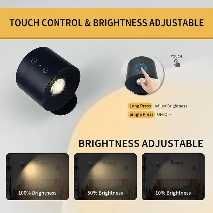Lampe murale Led Double tête, commande tactile, télécommande rotative à 360 degrés, Recharge USB, ve
