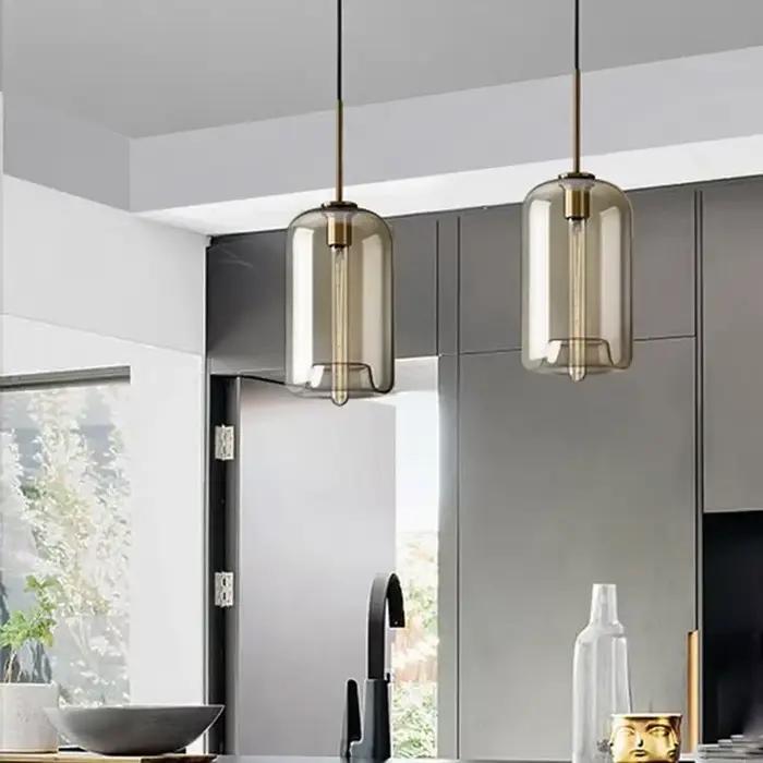 Lampe LED Suspendue en Verre au Design Nordique, 1 à 3 Têtes, Luminaire Décoratif d'Nik, Idéal pour