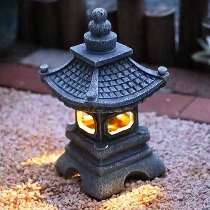 Lanterne solaire japonaise de style pagode, étanche, pour jardin extérieur, style zen, luminescence