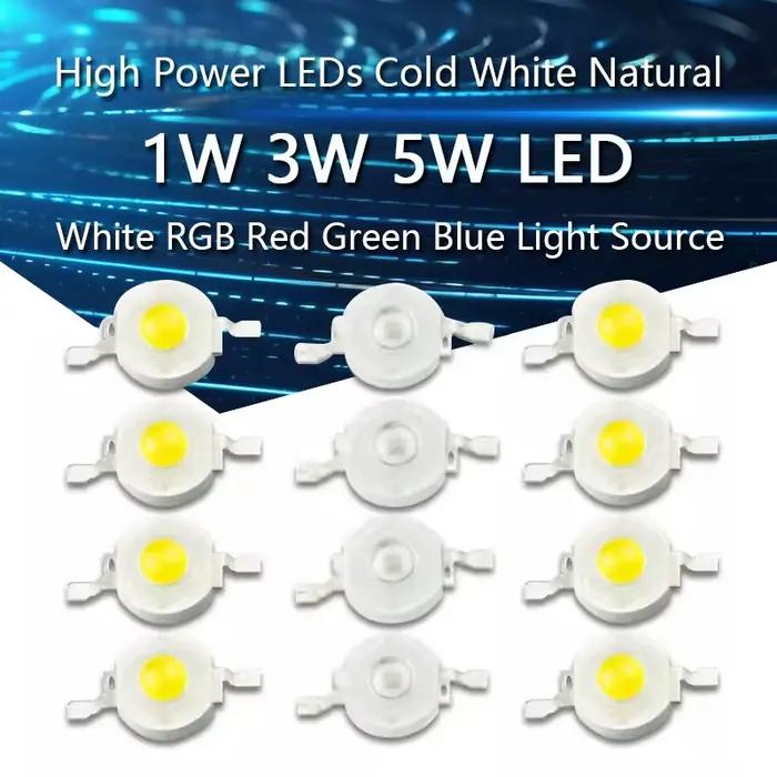 5 pièces 1W 3W 5W LED haute puissance blanc froid blanc naturel blanc chaud RGB rouge vert bleu jaun