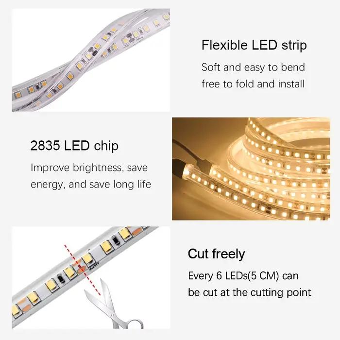 Bande lumineuse LED Flexible SMD2835, 12V 24V, 120 diodes/m, étanche IP67, blanc/blanc naturel, 4000