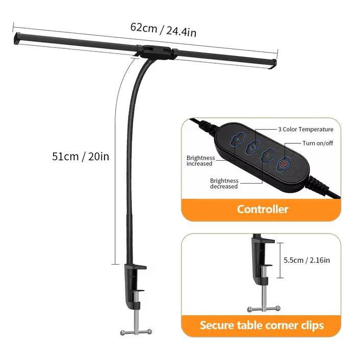 Lampe d'architecte 3/2/1 têtes pour la protection des yeux avec pince, lampe de bureau flexible à co