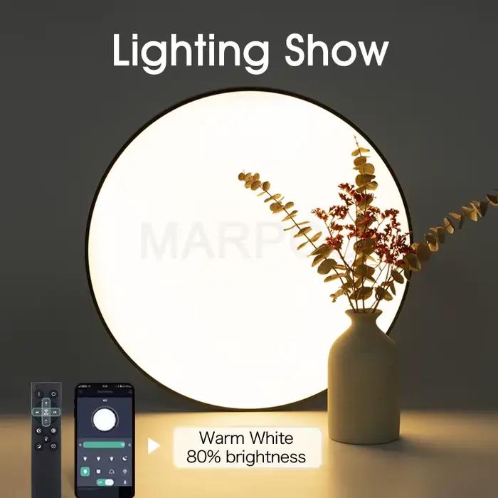 MARPOU grande taille plafonnier intelligent lampe à LED pour chambre 80W plafonniers avec télécomman