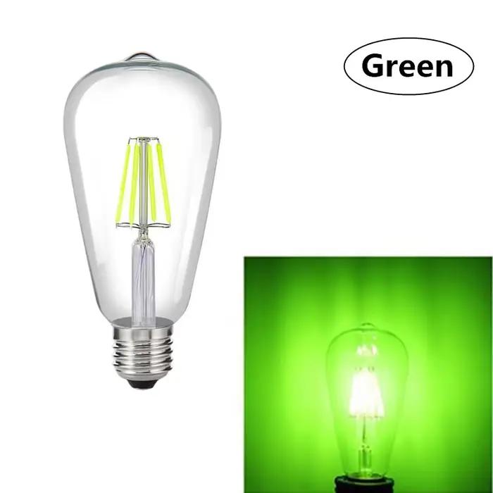 Ampoules LED à Filament Edison, variateur ST64 E27 4W, variable 220V, rouge, vert, jaune, blanc chau