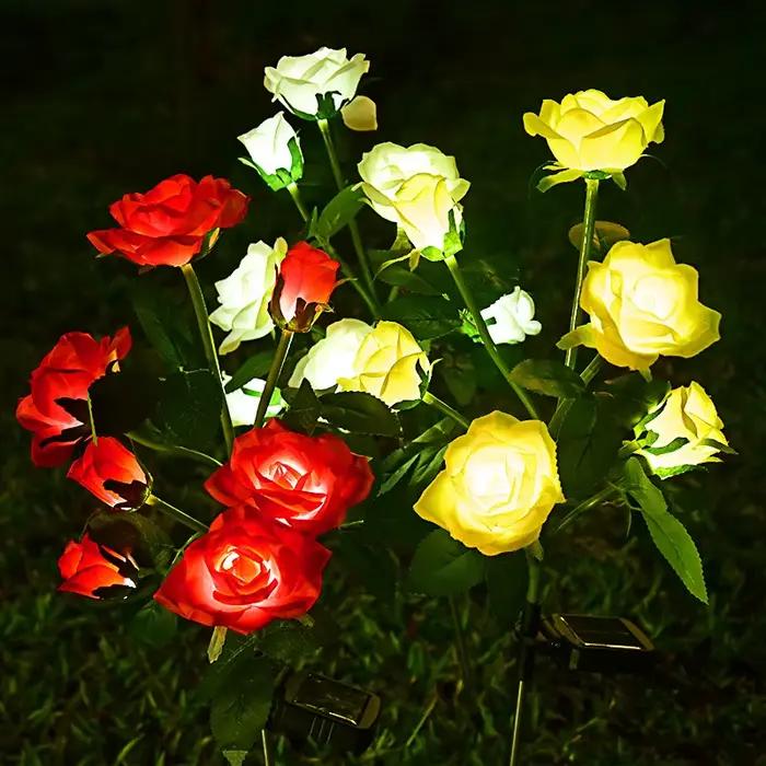 Lampes solaires décoratives extérieures, jardin de pissenlit, fleur de rose, lampe de pelouse pour c