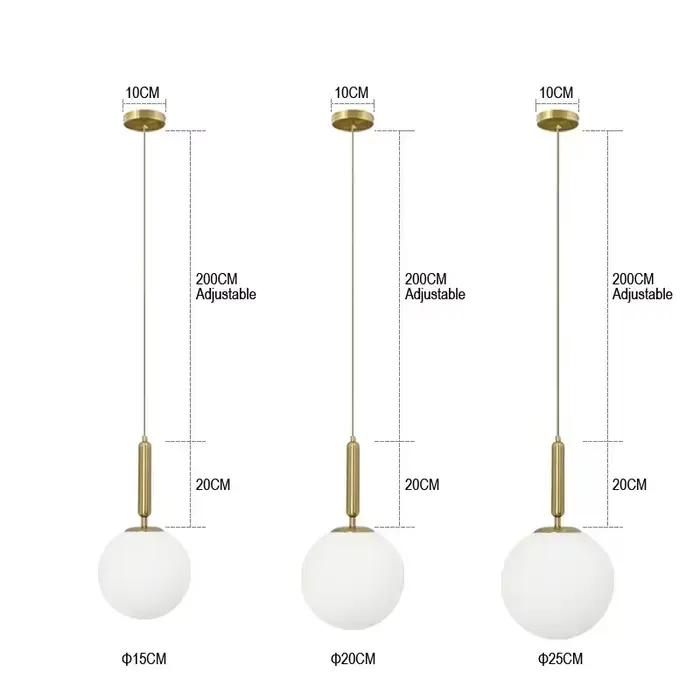 Lustre moderne boule de verre pendentif LED lumières chambre décor salle à manger chevet suspension