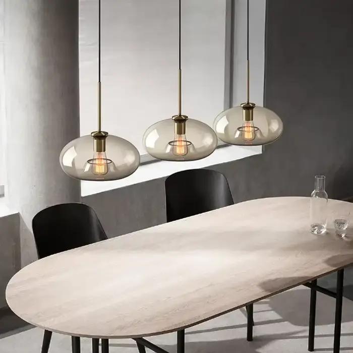Lampe LED Suspendue en Verre au Design Nordique, 1 à 3 Têtes, Luminaire Décoratif d'Nik, Idéal pour