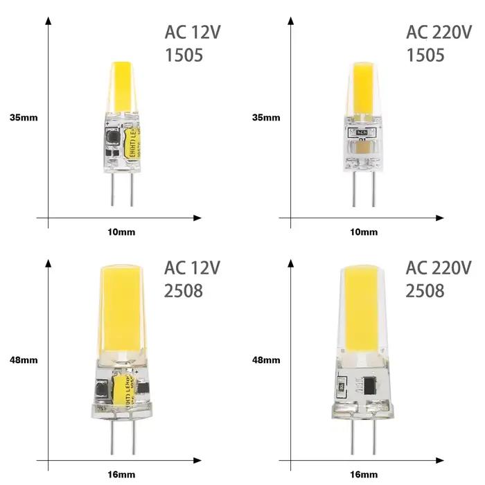 10 pcs/lot COB LED G4 AC DC 12 V 220 V 3 W 6 W ampoule variable Mini lampe à LED projecteur lustre é