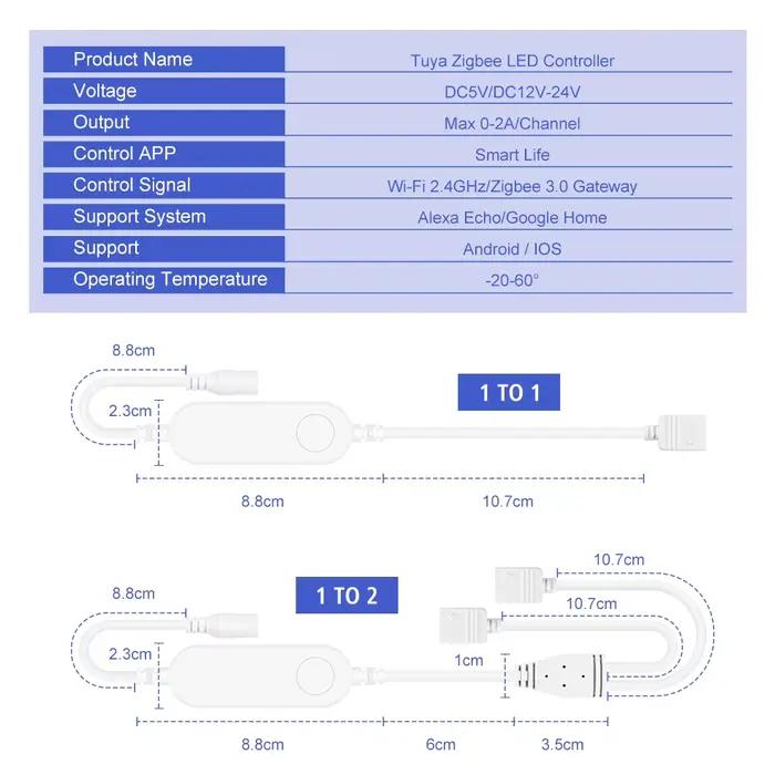 TUYA Zigbee DC5V 12V 24V RGB RGBW contrôleur de bande LED intelligente APP/commande vocale fonctionn