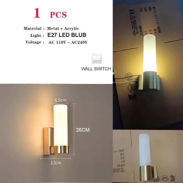 Applique murale LED en acrylique au design moderne, avec tube doré, luminaire décoratif d'intérieur,