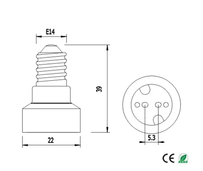 Base de lampe à bougie ue E14 à MR16 GU5.3 G4, adaptateur de prise de lumière halogène LED CFL, conv