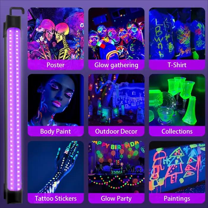 48/80 perles lumineuses LED, tube de lampe noir, lampe à polymérisation UV, fête fluorescente, peint