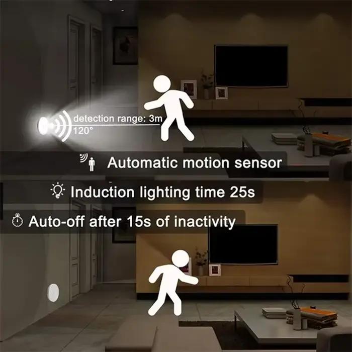 Veilleuse LED à capteur de mouvement PIR, aste par USB, lampe sans fil pour armoire de cuisine, lamp