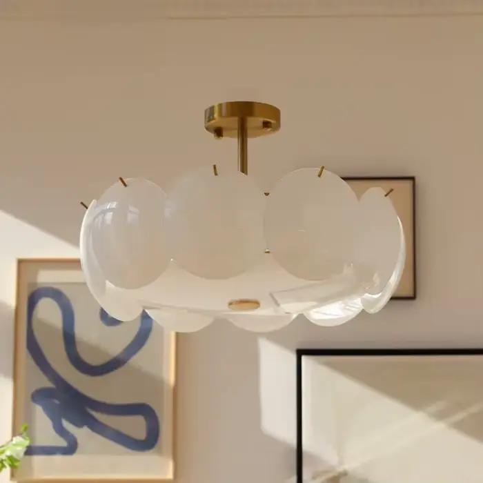 Plafonnier en verre minimaliste moderne, blanc crème, lustres pour salon, salle à manger, chambre à