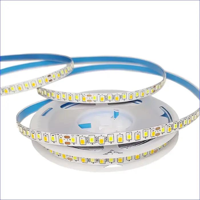 Bande LED à courant constant de 5 mètres, 2835-7mm-180D et 200D, 3 couleurs, ruban LED 3000K + 6500K