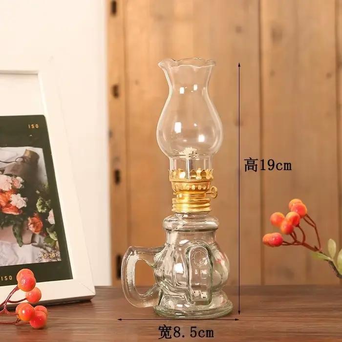 Lanterne à huile vintage en verre, lampe de table décorative, ornement pour mariage, fête, salon, ca