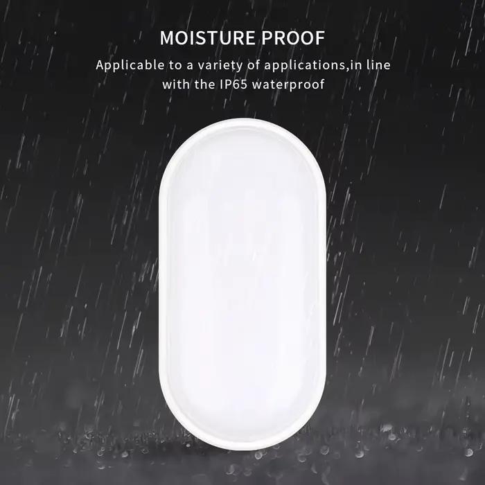 Plafonnier LED rond/ovale résistant à l'humidité, étanche IP65, pour salle de bain, jardin extérieur