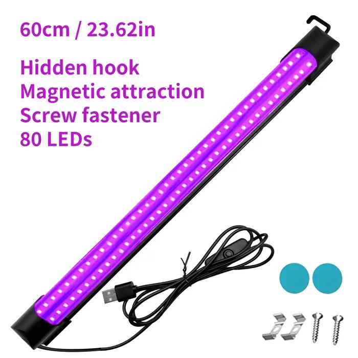 48/80 perles lumineuses LED, tube de lampe noir, lampe à polymérisation UV, fête fluorescente, peint