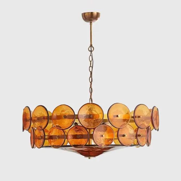 Lustre en verre d'art italien Lorenzo inspiré ambre vert blanc E14 lampe Bauhaus Design pour cuisine île salon