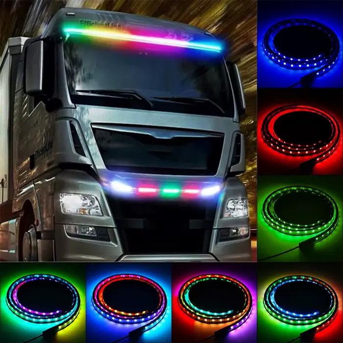 DRL-Bande lumineuse LED pour camion, néon RVB, banderole flexible, barre d'ambiance déconnectée, escales extérieures, lampe avec télécommande, 24V