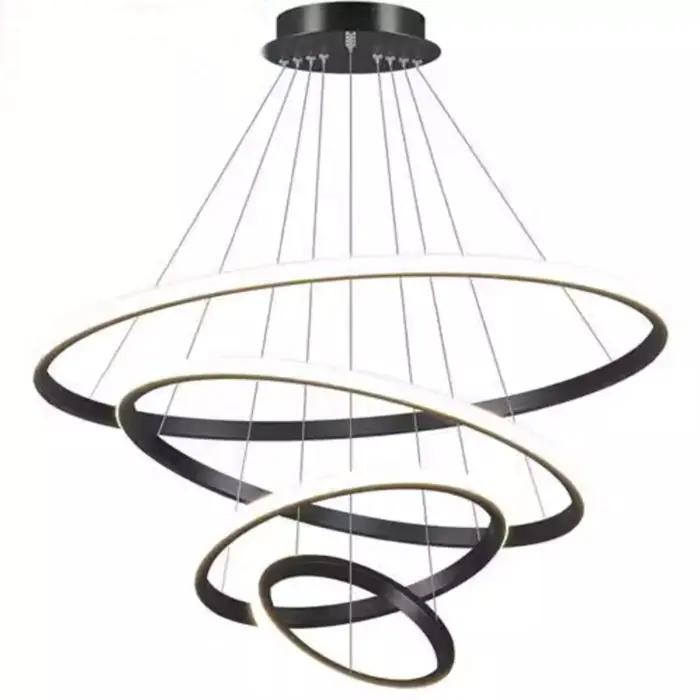 Lampe à suspension moderne anneaux LED cercle plafond suspendu lustre noir Loft salon salle à manger cuisine luminaire intérieur