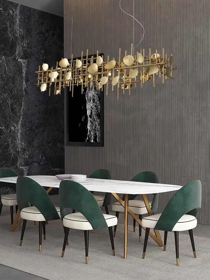 Lustre G9 LED Art Déco en chrome doré, design 2026, suspension luminaire pour salle à manger, îlot de cuisine